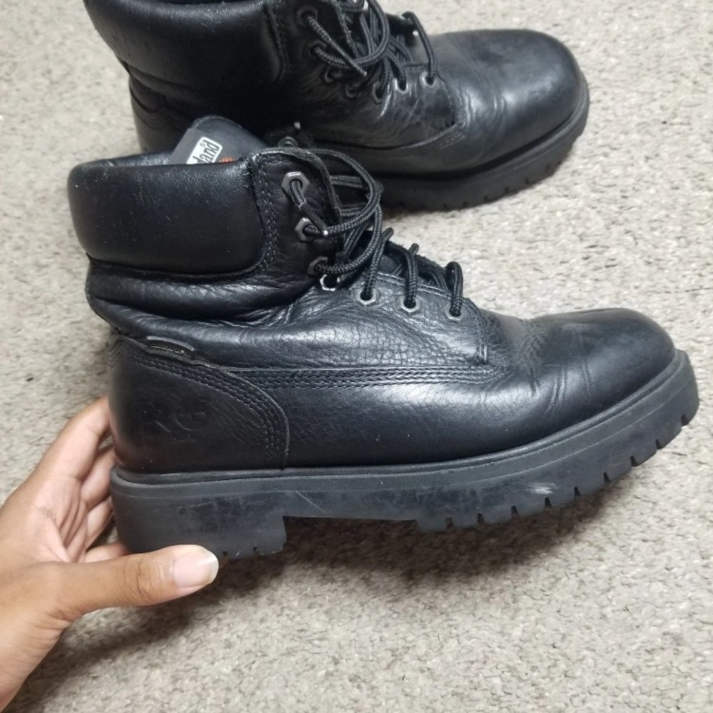 Timberland PRO Black Boots Durable Leather Lace-Up